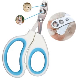 Vesslam Newly Upgraded Design Cat & Dog Nail Clippers with Two Circular Cutting Holes of Different Sizes(2mm&4mm)-Avoid Over Cutting Pet Nail Clippers - Professional Paw Trimmer Set (Blue)