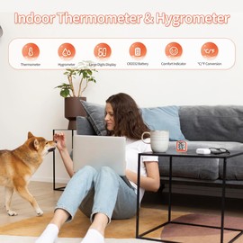 NOKLEAD Thermometer Humidity Meter Indoor Mini Hygrometer Monitor Room Temperature Meter with Face Symbol Comfort Display ℃/℉ Switch for Baby Room, Greenhouse, Office