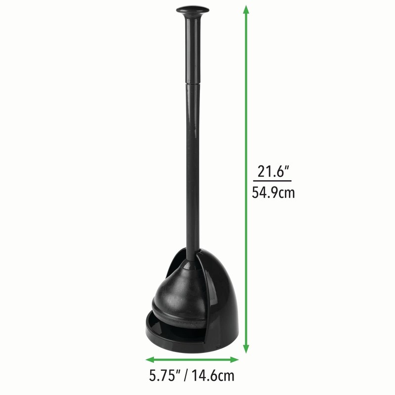 mDesign Plastic Freestanding Hideaway Toilet Bowl Plunger with Holder Set