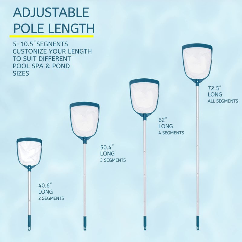 POOLWHALE Upgrades Swimming Pool Leaf Net Skimmer Rake with Adjustable