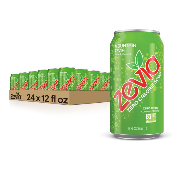 Zevia Zero Calorie Soda, Mountain Zevia, 12 Ounce Cans (Pack of 24)
