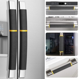 MRKG Refrigerator Handle Covers, Set of 6, Keep Your Kitchen Appliance Clean from Smudges, Drips, Food Stains, Oil. Fridge Handle Covers, Washable Without Fading or Cracking(Black)