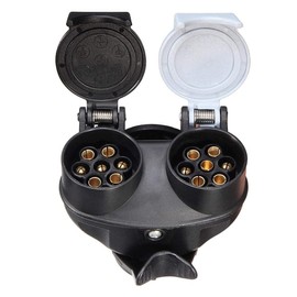 Ludom Trailer Double Socket,13-pin To 7-pin Trailer Socket Conversion Adapter, 12V Waterproof Plug for RVs, Trucks, Trailers, Semi-trailers, Caravans (Black)