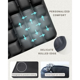 56 Air Cells Travel Cushion, 3D Inflatable Seat for Airplane, Car, Office Chair & Wheelchair, Portable & Comfortable Air Cushion for Long Flights, Driving & Sitting