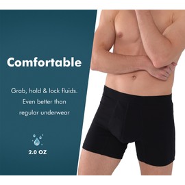 AIRCUTE Washable Absorbency Urinary Incontinence Underwear for Men Boxer Briefs for Bladder Leaks 60 ML 3 Pack (3X-Large, Black-Gray-Gray)