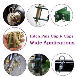 Alloygold 10Pcs Heavy Duty Hitch Pins Clip R Clips Cotter Pins, Colour Zine Spring Retaining Wire Hair Pins， Large for Trailer Tractors Mower Carts Truck Pin Clip，Strong Spring Tension M3.5×75mm