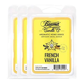 Beamer Candle Co. - French Vanilla Wax Melt – Rich Creamy Vanilla Scent – 3 Packs of 6 Cubes – Odor Eliminating – High Fragrance – 40 Hour Burn Time