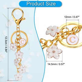 PATIKIL Initial Letter Flower Schlüsselanhänger, Alphabet C Emaille Charme Blumen Schlüsselring Schlüsselhalter Tasche Handtasche Geldbörse Zubehör für Geburtstage, Valentinstag, Weiß