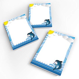 JuNa-Experten 10 Mini Notepads Dolphin Party Bag Guest Gift for Birthday Children's Birthday Wedding Christening Girls Boys (10 Notepads)