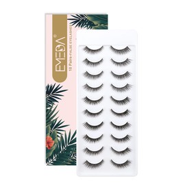 EMEDA Natural False Eyelashes, Cat Wing Fake Lashes, 3D Soft and Fluffy False Eyelashes, Black Stripes, Dorisue Natural Eyelashes, 10 Pairs (Sk 17)