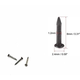 200pcs Tiny Wooden Nails for DIY Craft Projects, Antique Drawer Repairing, Mini Boxes Decorative Accessories (1×8mm/0.04×0.3in) Color: Black/Metallic Dark Gray