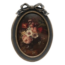 EvruCexul Vintage Picture Frame 5x7, Bow Antique 5 x7 Oval Frames with Glass Front, Fancy Ornate Small Gold Frame 5x7,Luxury Tabletop & Wall Hanging, Antique Wall Decor(Black and Gold)