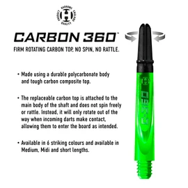 Harrows Carbon 360 Green Shafts, Increased Aerodynamic Flow, Dart Shafts, 3 Shafts per Pack, 3 Packs Included (9 Shafts in Total) … (Medium)