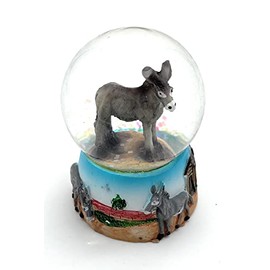Onwomania Donkey Cute Horse Height 6.5 cm Snow Globe Glitter Ball Shake Ball Multicoloured