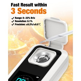 SURLABA Digitaler Brix Refraktometer, Zucker Refraktometer Bereich 0-32% Brix ±0.2% Präzision Automatische Temperaturkompensation Brix Messgerät für Obst, Säften, Gemüse