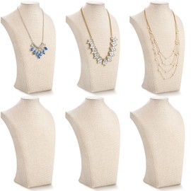 Kigley 6 Pcs Linen Necklace Display Bust Jewelry Holder Necklace Retail Mannequin Display Stand for Jewelry Selling Vendors Shows (11.4 x 6.9 Inch)