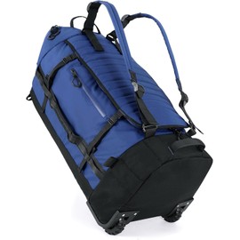 Rolling Duffle Bag with Wheels,86L 30”Carry on Luggage with Wheels,Folding Travel Bag,Duffle Backpack with Separate Shoe Compartment (Dark Blue)