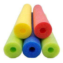 Pool Noodles, Fix Find 5 Pack of 52 Inch Hollow Foam Pool Swim Noodles, Bright Multi-Colored Foam Noodles for Swimming, Floating and Craft Projects Wholesale Pricing Bulk Pack, Made in The USA