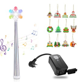 Wireless Control Outlet with Magic Wand, Wireless Remote Control Outlet for Christmas String Lights and Decorations Lights, Remote Magic Wand Switch Kit with Music, Ideas for Friends/Family
