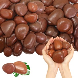 Lechloris 20lb Red River Rocks Outdoor Landscaping- Polished Pebble for Plants – Garden Decorative Stones-1-2 Large Plant Rocks,Ideal for Aquarium, Home Decor