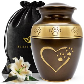 Medium Urns for Pet Ashes - Pet Cremation Urn for Dogs & Cats - Honor Your Loved Furry Friend with Pet Ashes Urn - Pet Memorial Urn for Dogs & Cats - Paw Print Urn for Pets (Brown, Medium)