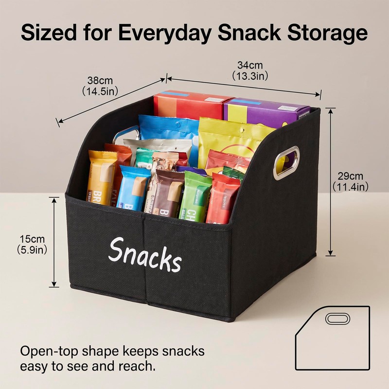 Snack Organizer for Countertop, Large Fabric Snack Basket with Side