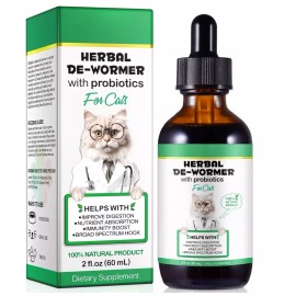 Aromixe Natural DeWormer Drops for Cats – 60 ML with Probiotics for Immunity & Digestion