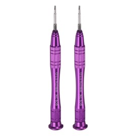 HARFINGTON 2pcs Precision Slotted Screwdriver 1.5x25mm Magnetic Flat Head Mini Pen Style Screw Driver with Non-slip Handle for Eyeglasses Watch Laptop Electronic, Purple