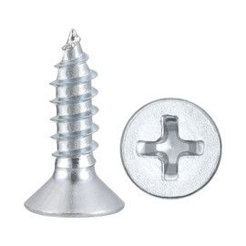 METALLIXITY Countersunk Phillips Wood Screws (ST3.5x13mm) 100Pcs, Carbon Steel Coarse Thread Phillips Drive Flat Head Wood Screws - for Furniture Installation Repair, Bluish-White