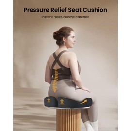 ProtoArc Extra Large Seat Cushions for Office Chairs, Ergonomic Memory Foam Seat Cushion for Home, Extra Cover, Car Seat Cushions for Driving, Pressure Relief Pad for Sciatica - Black