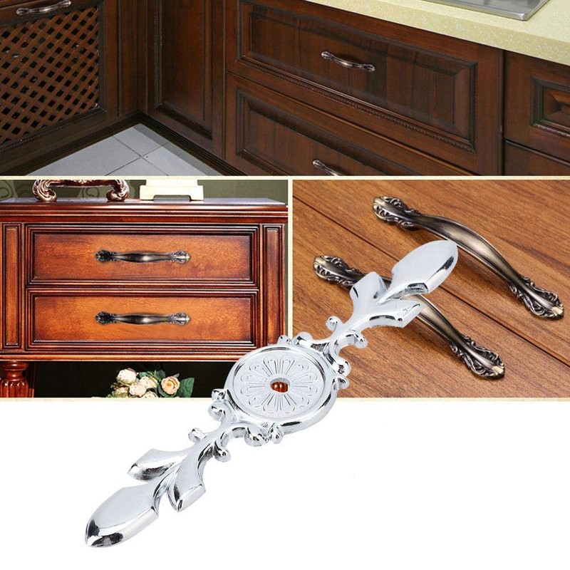 Zerone 10pcs Zinc Alloy Cabinet Handle Back Plate Retro Style