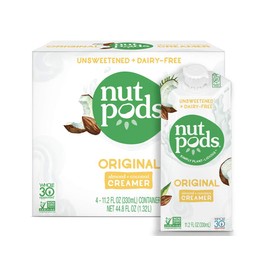nutpods Original, Unsweetened Dairy-Free Creamer, Whole30, Paleo, Keto, Non-GMO and Vegan, for Coffee, Tea and Cooking, Made from Almond and Coconut, 11.2 Fl Oz (Pack of 4)