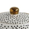 White Stoneware Teapot with Black Speckles & Gold Electroplating