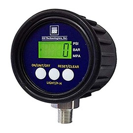 SSI TECHNOLOGIES MGA-9V Series Media Gauge Digital Pressure Gauge Sensor with LCD Display, 300psig Operating Pressure, 9V, 1% Accuracy, 1/4-18 NPT Male Process Connector Type