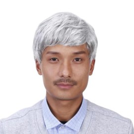 REMDY Men's Wig, Adjuster, Full Wig, Dandy, Men's, Middle-Aged Wig, Lightweight, Medical Use, Gray Hair, Silver Hair, Wig Net Included, Black Gray