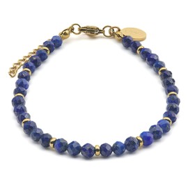 LAVISA Garnet Gemstone Bracelet – 4 mm Beads – Real Natural Stone Beads | Crystal Beads, Healing Stones | One Size with Extension, Gemstone