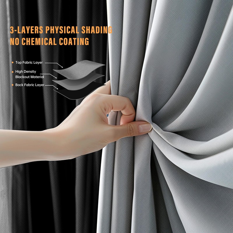 MaKefeile Room Divider Curtains with Flexible Ceiling Curtain Tracks Set,100%