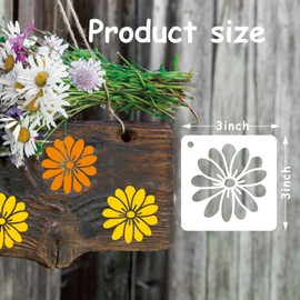 Paquete de 60 plantillas de flores para pintar sobre madera, plantillas reutilizables de mariposa para pájaros, de plástico, de abeja, juego de plantillas de pintura para manualidades (3 x 3 pulgadas)