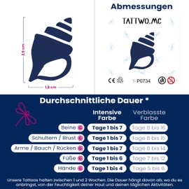 Tattwo.me Temporary Tattoos for Adults and Children 2 Weeks Waterproof - Shellfish - Vegetable Ink - EU Cosmetic Certificate - (P0734)