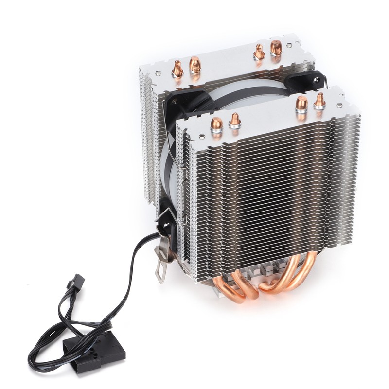 CPU Air Cooler Dual Tower 4 Heatpipes LED Light CPU