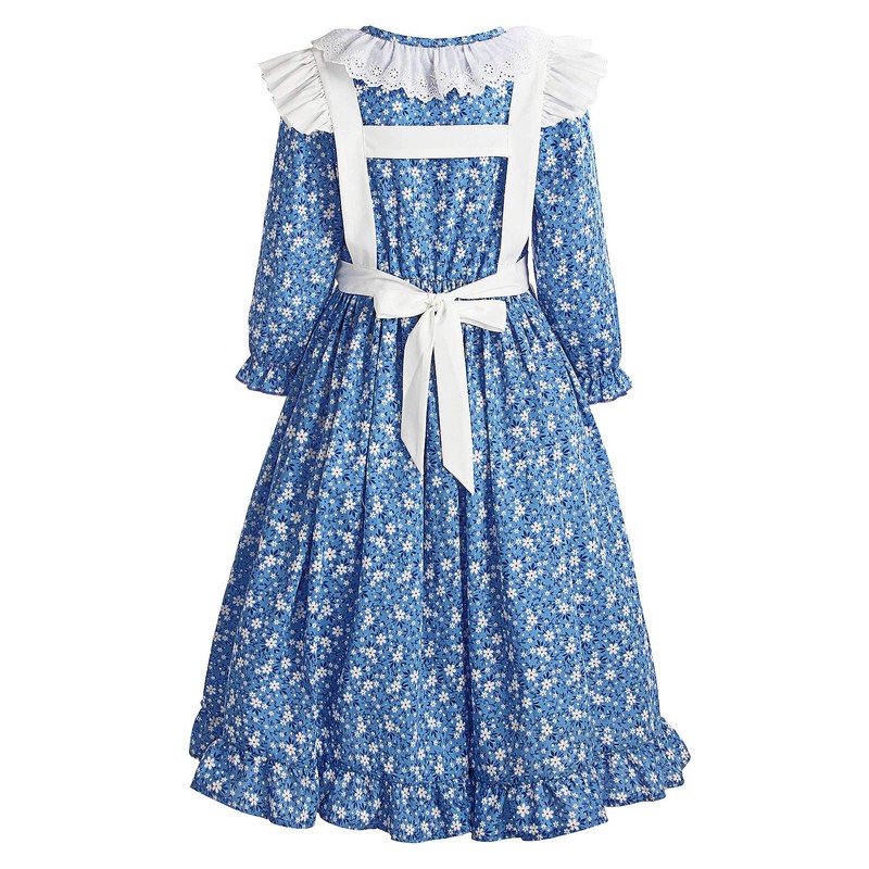 ReliBeauty Pioneer Girl Dress Colonial Prairie Costume Blue 120