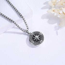 Compass Necklace for Women Men 925 Sterling Silver Picture Locket Necklace Anchor Necklace Viking Necklace Travel Necklace Graduation inspirational Jewelry Gift for Women Men