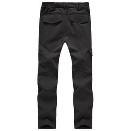 BGOWATU Women's Winter Hiking Pants Fleece Lined Waterproof Windproof Snow Insulated Pants with 6 Pockets Black M