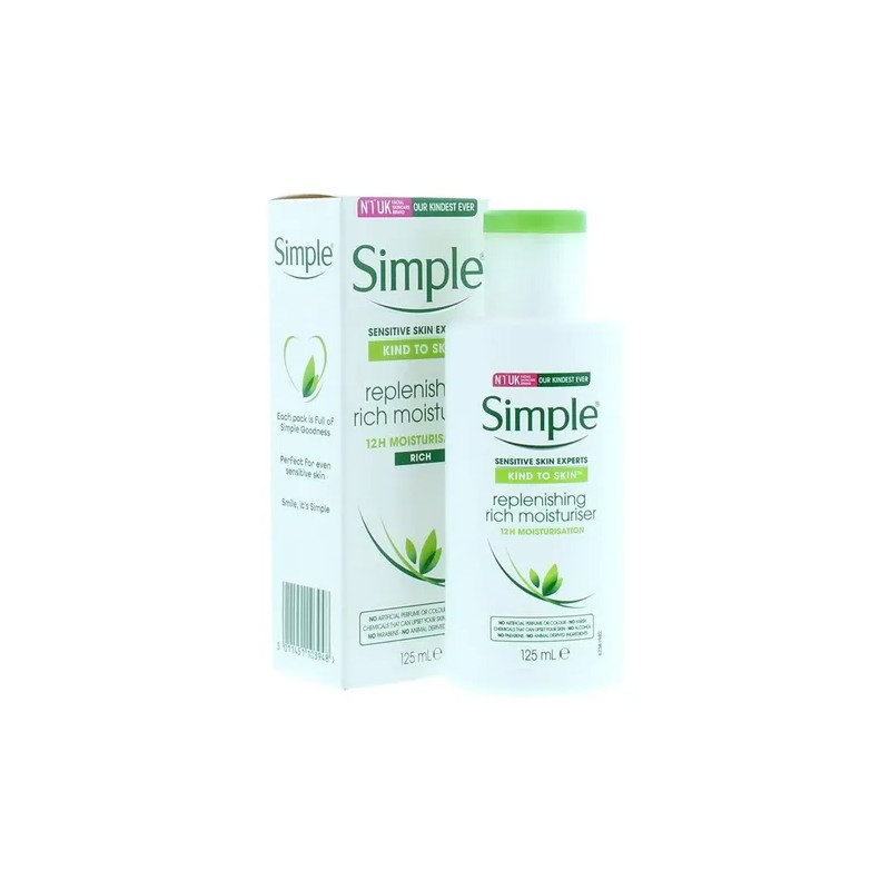 Simple Crema Facial Hidratante 12 h, Uso Día y Noche,