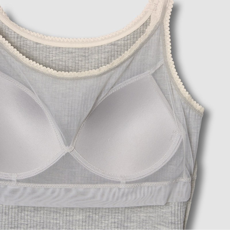 JAJU [JAJU] Women's Cotton Rayon Stretch Bra Camisole_Melange Oatmeal