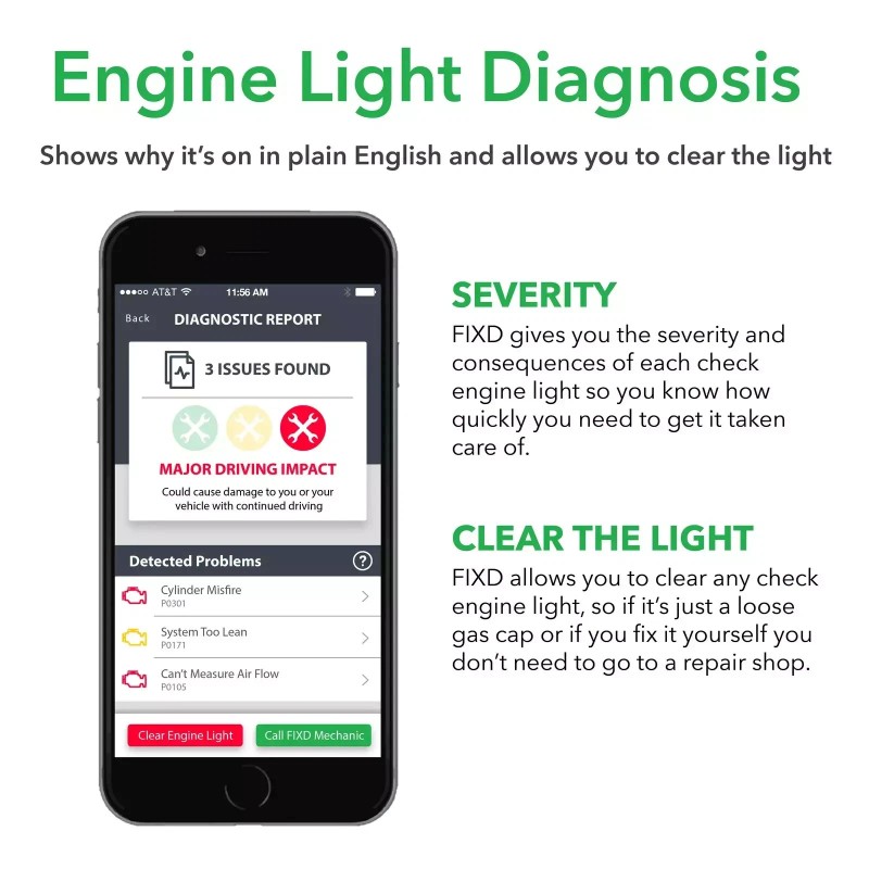 FIXD OBD-II ACTIVE CAR HEALTH MONITOR ENGINE CODE READER DIAGNOSTIC