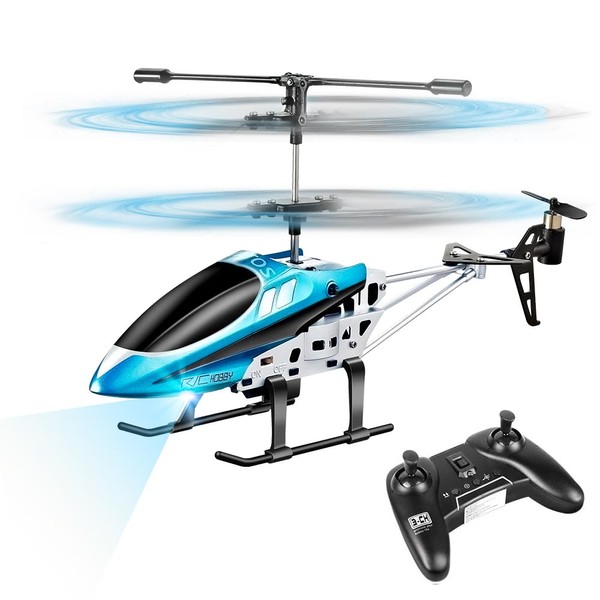 VATOS Remote Control Helicopter Toy Gift for Kids & Adult - RC Helicopters with Gyro and LED Light Indoor Micro RC Helicopter Toy Gift for Kids & Adult 3 Channel Alloy Mini Helicopter Remote Control