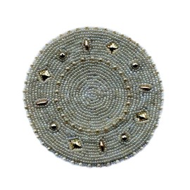 Rastogi Handicrafts Pearl Decor Indian Handmade Beaded Coffee Tea Placemat 10 cm Set of 4