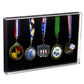 Better Display Cases Acrylic Five (5) Medal Award Display Case with Wall Mount for Military/Sports/Events (A080)