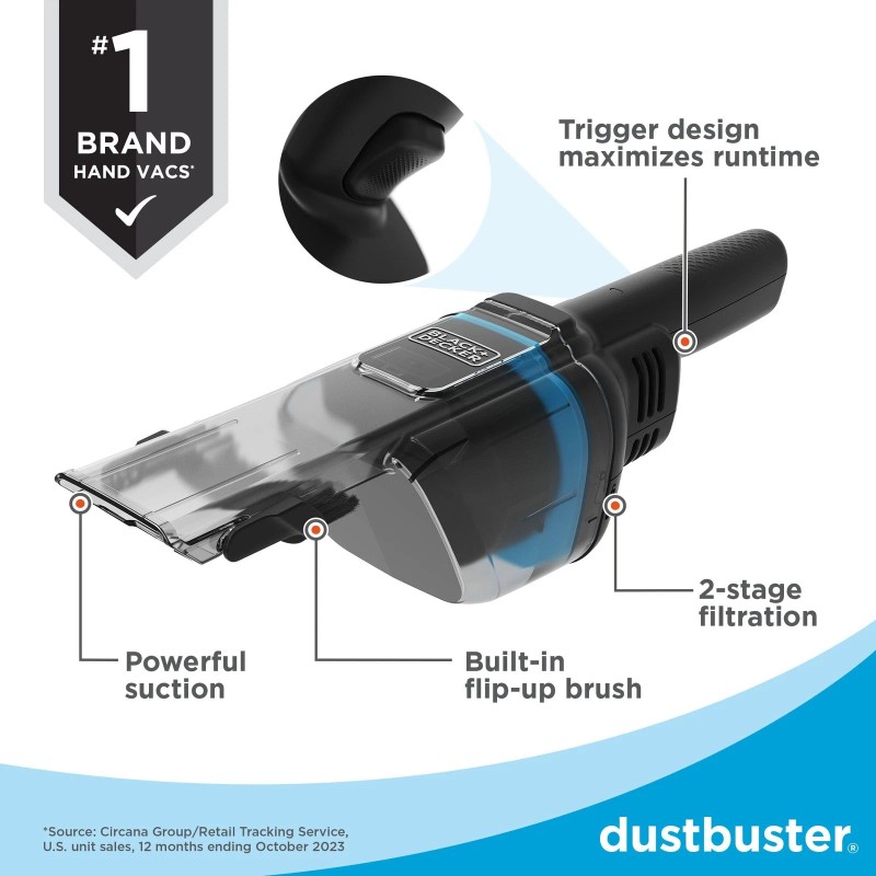 BLACK+DECKER BLACK DECKER Cordless Handheld Vacuum 12V Lithium Ion Lightweight